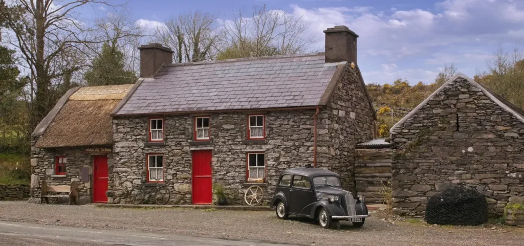 Welsh cottage with a red door